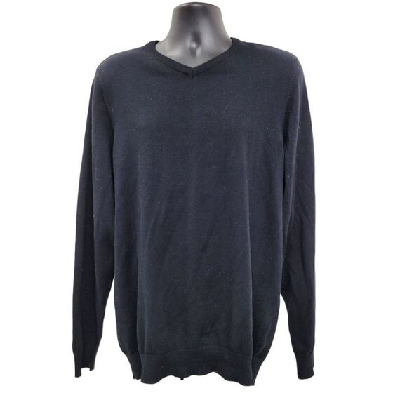 2/$20 Point Zero Black V-Neck Sweater Top 100% Cotton Size: Large - Picture 1 of 7